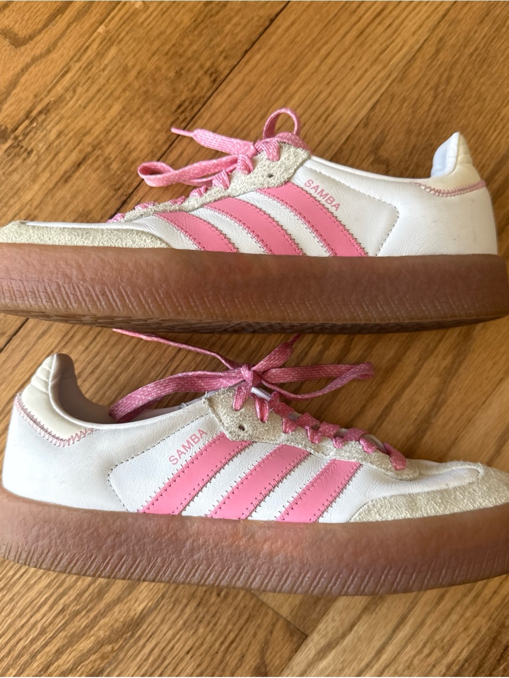 adidas Originals Sambae W White Bliss Pink Women Platform Casual Shoes IE9109